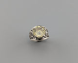 Fancy Cut Citrine Sterling Silver Lacy Band Ring