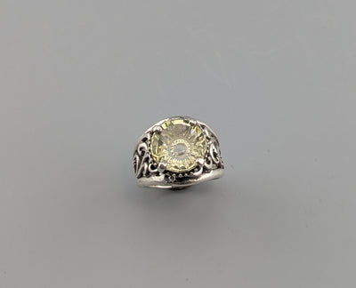 Fancy Cut Citrine Sterling Silver Lacy Band Ring