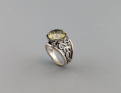 Fancy Cut Citrine Sterling Silver Lacy Band Ring