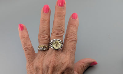 Fancy Cut Citrine Sterling Silver Lacy Band Ring