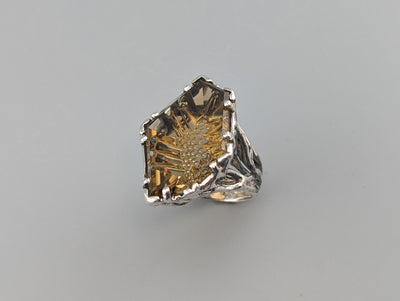 Fancy Cut Citrine Sterling Silver Ring