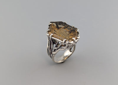 Fancy Cut Citrine Sterling Silver Ring