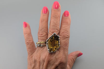 Fancy Cut Citrine Sterling Silver Ring