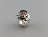 Fancy Cut Ametrine Sterling Silver Wide Band Ring