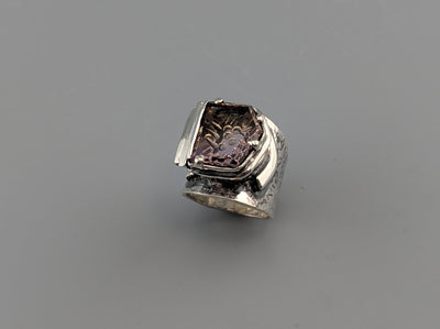 Fancy Cut Ametrine Sterling Silver Wide Band Ring