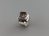 Fancy Cut Ametrine Sterling Silver Wide Band Ring