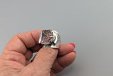Fancy Cut Ametrine Sterling Silver Wide Band Ring