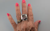 Fancy Cut Ametrine Sterling Silver Wide Band Ring