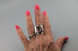 Fancy Cut Ametrine Sterling Silver Wide Band Ring