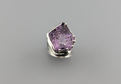 Large Fancy Cut Ametrine Sterling Silver Wide Band Ring