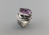 Large Fancy Cut Ametrine Sterling Silver Wide Band Ring