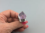 Large Fancy Cut Ametrine Sterling Silver Wide Band Ring