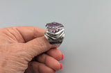 Large Fancy Cut Ametrine Sterling Silver Wide Band Ring