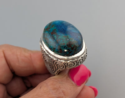 Large Shattuckite Sterling Silver Ring