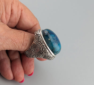 Large Shattuckite Sterling Silver Ring