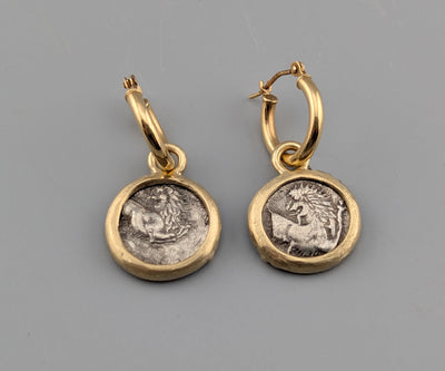 Cheronesos Lion AR Hemidrachms in 14kt Gold Earrings
