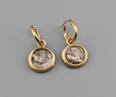 Cheronesos Lion AR Hemidrachms in 14kt Gold Earrings