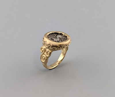 Ancient Celtic Pony Coin 14kt Gold Ring