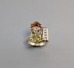Bernd Munsteiner cut Bi-Color Tourmaline, 14/18kt gold ring with Diamonds