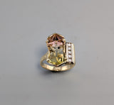 Bernd Munsteiner cut Bi-Color Tourmaline, 14/18kt gold ring with Diamonds
