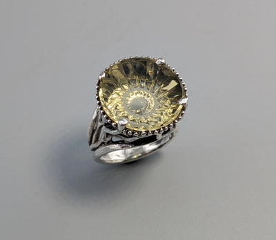 Fantasy Cut Citrine, Sterling Silver Ring