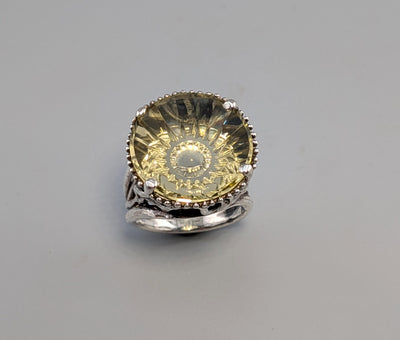 Fantasy Cut Citrine, Sterling Silver Ring