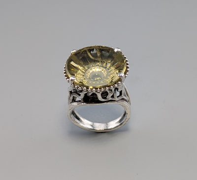 Fantasy Cut Citrine, Sterling Silver Ring