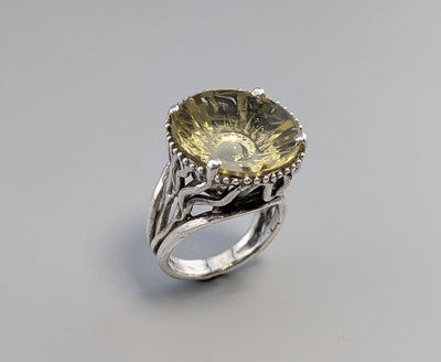 Fantasy Cut Citrine, Sterling Silver Ring