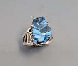 Bernd Munsteiner cut Blue Topaz, Sterling SilverRing