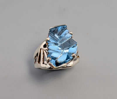Bernd Munsteiner cut Blue Topaz, Sterling SilverRing