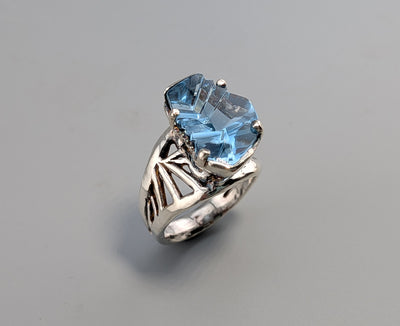 Bernd Munsteiner cut Blue Topaz, Sterling SilverRing