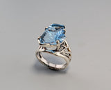Bernd Munsteiner cut Blue Topaz, Sterling SilverRing
