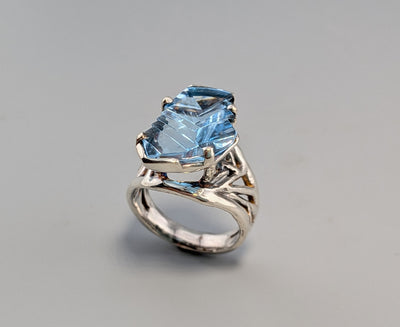 Bernd Munsteiner cut Blue Topaz, Sterling SilverRing