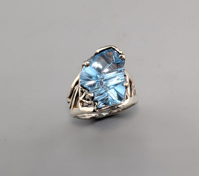 Bernd Munsteiner cut Blue Topaz, Sterling SilverRing