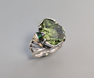 Bernd Munsteiner cut Tourmaline, Sterling Silver and 14kt Gold Ring