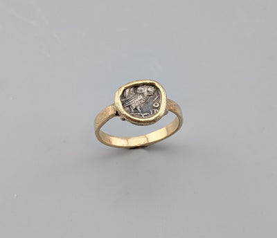 Owl, AR Obol, 14kt Gold Ring