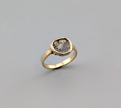 Owl, AR Obol, 14kt Gold Ring