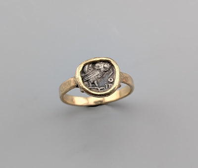 Owl, AR Obol, 14kt Gold Ring