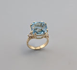 Aquamarine, 14kt Gold Ring with Champagne Diamonds