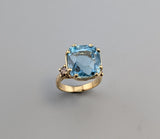 Aquamarine, 14kt Gold Ring with Champagne Diamonds