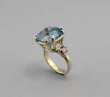 Aquamarine, 14kt Gold Ring with Champagne Diamonds