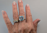 Aquamarine, 14kt Gold Ring with Champagne Diamonds
