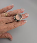 Rose Quartz, Sterling Silver and 14kt Gold Ring