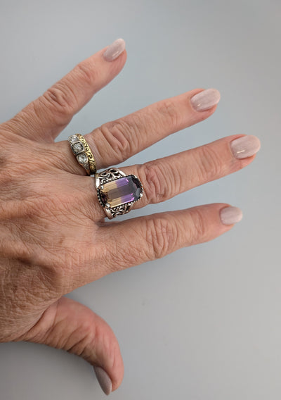 Fine Ametrine, Sterling Silver Lacy Ring