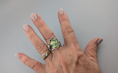 Bernd Munsteiner cut Tourmaline, Sterling Silver and 14kt Gold Ring