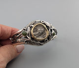 Old Style Athena Owl AR Tetradrachm, Sterling Silver and 14kt Gold Bracelet