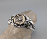 Old Style Athena Owl AR Tetradrachm, Sterling Silver and 14kt Gold Bracelet