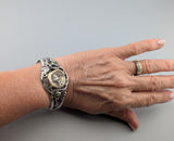 Old Style Athena Owl AR Tetradrachm, Sterling Silver and 14kt Gold Bracelet