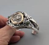 Old Style Athena Owl AR Tetradrachm, Sterling Silver and 14kt Gold Bracelet