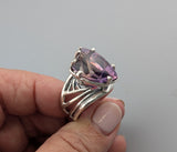 Fancy Cut Ametrine, Sterling Silver Ring with Golden Sapphire